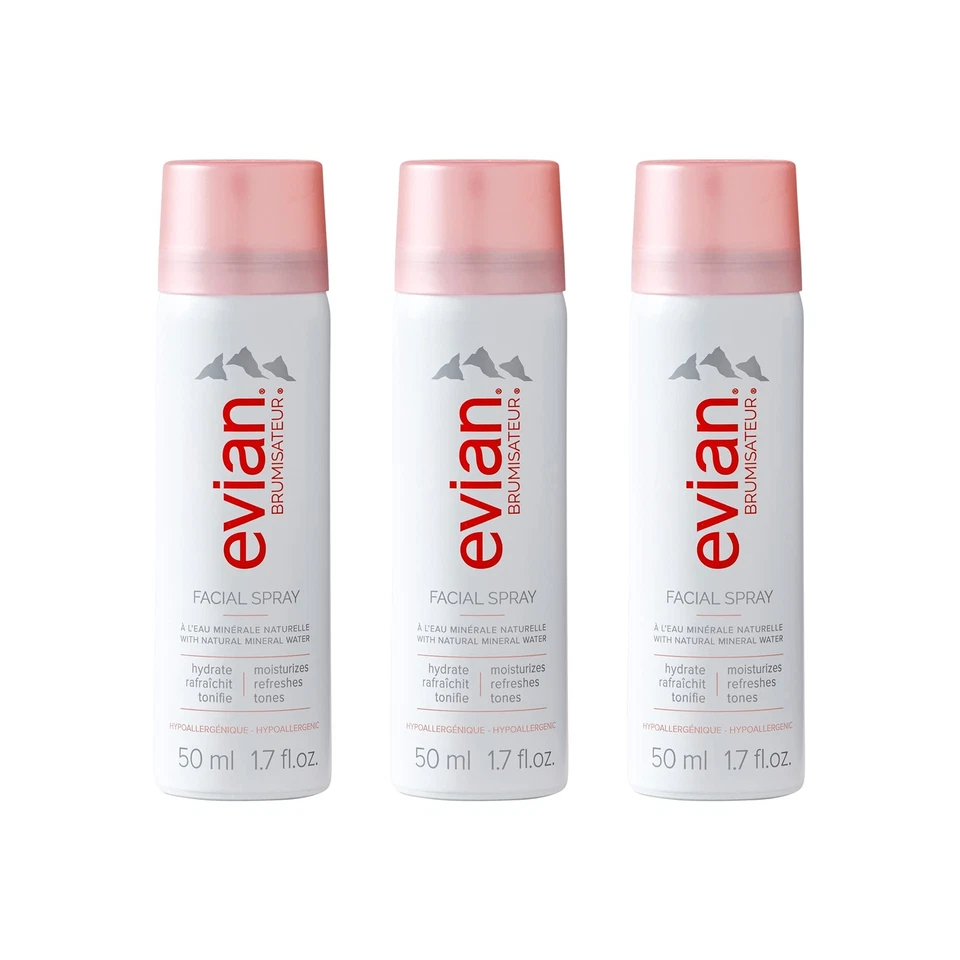 EVIAN FACIAL SPRAY Natural Mineral Water Facial Spray Trio Travel Size 1.7 Ou... - Image 1 of 4