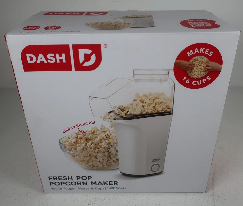 DASH DAPP150V2WH04 Hot Air Popcorn Maker With Measuring Cup White Pc990489