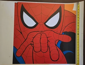 Vintage Marvel Spiderman Warner Brothers Poster Lithographie ungeschnitten selten 23"x23" - Bild 1 von 4