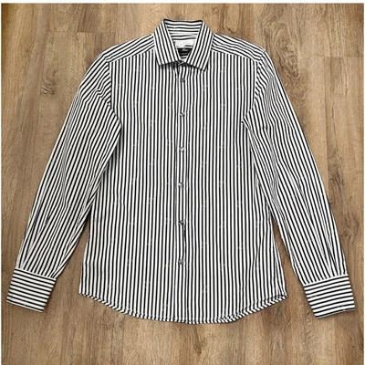 Camisa social Versace Collection Trend masculina listrada com botões tamanho 38 - Imagem 1 de 4