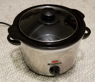 Kenmore Crockpot Mini Slow Cooker, 3 quart stainless steel & black, model #80066 - Image 1 of 4