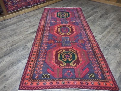 Vintage Turkish Rug,HandMade Anatolian Turkish Geometric Village Rug 4.4x9.5 Ft - Image 1 of 4
