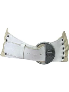 Diesel White Leather Wide Belt Women's 80's Style with Buckle Accents - Picture 1 of 7