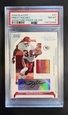 2006 Donruss Priest Holmes Patch Autograph /10 PSA 8  - Image 1 of 2