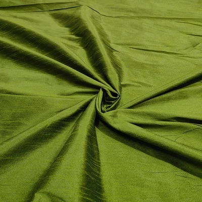 Olive Green Dupioni Fabric Faux Silk Dupioni Green Fabric 44" Width Green Fabric - Image 1 of 4