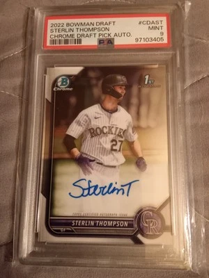 2022 Bowman Chrome Draft Sterlin Thompson AUTOGRAPH #CDA-ST Graded PSA 9 MINT - Image 1 of 2