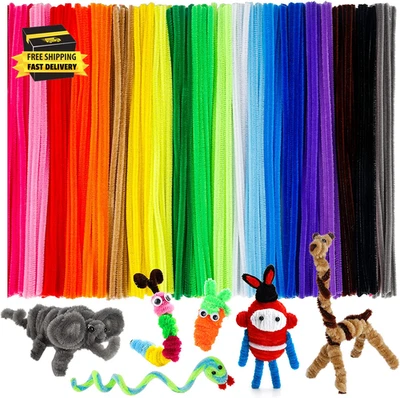200 PCS Thick Pipe Cleaners Craft Supplies Multi-Color Chenille Stems for Art an - Image 1 of 4