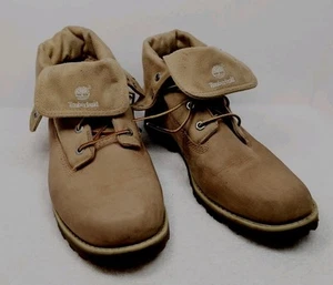 Timberland stivali roll top pelle tessuto A13ST 3898 marrone chiaro grandi bambini ragazze taglia 7 - Foto 1 di 13