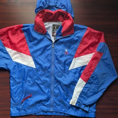 Винтажный JCPenny США ветровка цвет блока средний красный белый синий Олимпийских игр большой - Изображение 1 из 4