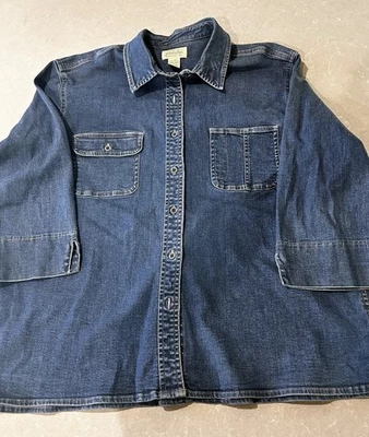 ST Johns Bay Denim Shirt Collection Womens Size XL 3/4 SLEEVE  VTG - Image 1 of 4