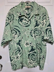 Camisa Tommy Bahama Abotonada Para Hombres XL Seda Palmeras Verde Azul Hawaiano - Imagen 1 de 4
