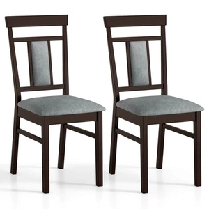 Modern Home Dining Chair Set of 2 w/Upholstered Seat & Backrest Rubber Wood Legs - Picture 1 of 9