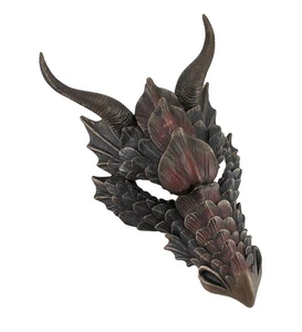 Metallic Bronze Finish Dragon Head Wall Mask Medieval Decor - Picture 1 of 4