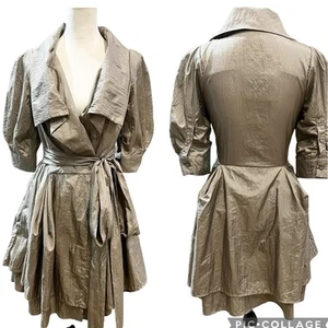 Ryu Women’s Size S Metallic Gray Short Dress Steampunk Victorian Pockets NWT - Picture 1 of 12