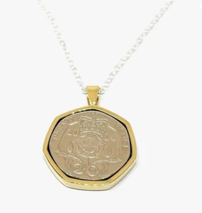 2004 21st Birthday Anniversary Twenty pence Solid Pendant Gold Plated Mount - Picture 1 of 2