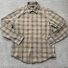 John Varvatos Shirt Adult Extra Large Tan Brown Plaid Lightweight Cotton Mens
