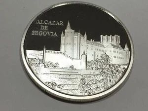 SPAIN COIN MEDAL ALCAZAR DE SEGOVIA SILVER PROOF 40mm  23.8 gr - Picture 1 of 3