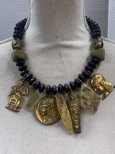 Nice Egyptian Style Chunky Necklace 19 Inch Good Condition - Picture 1 of 8
