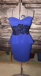 Kleid mit Schößchen und Spitzeneinsatz Just Fabulous Gr. L Neu mit Etikett - Bild 1 von 5