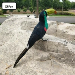 simulation black bird model foam&furs green mouth Toucan toy gift 45cm - Picture 1 of 2