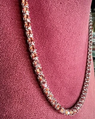 🔥.925 Cadena de collar de plata esterlina con piedras de circonita cúbica rojas con rubí 26,2 gramos 18 pulgadas Foto 1 de 4