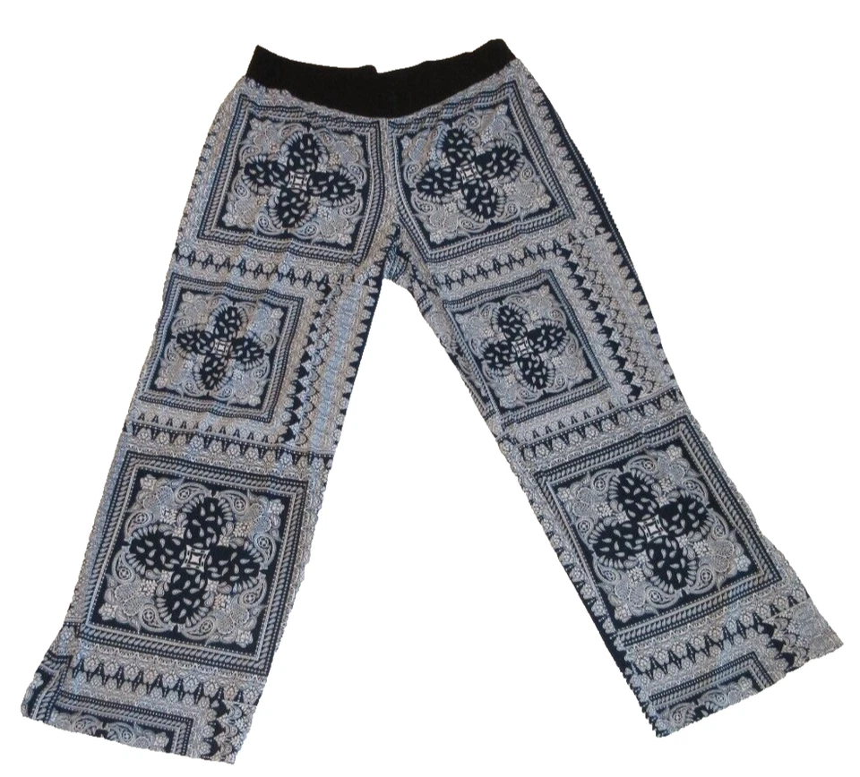 Pantalones de pierna ancha Grace Elements para mujer azul blanco talla 2X (18/20) Foto 1 de 4