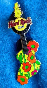 TOKYO JAPANESE PSYCHEDELIC GUITAR SERIES POPPY FLOWERS Hard Rock Cafe PIN LE - Picture 1 of 1