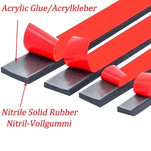 Thick 2~20mm Self Adhesive Rubber Strip Pads Adhesive Backed Solid Seals Gasket - Picture 1 of 23