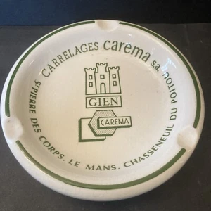 VINTAGE CENDRIER ROND GIEN FRANCE CARRELAGES CAREMA OBJET PUBLICITAIRE BAR - Imagen 1 de 3