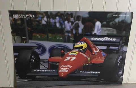 Vintage Formula 1 Poster Ferrari F1/86 Michele Alboreto 1986 Standby Graphics Cover