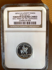 1876 RULAU DC-WA-27 ARMY OF TENNESSEE  CONFEDERATE TOKEN   NGC PR 63 ULTRA CAMEO - Picture 1 of 4