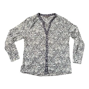 LAURA ASHLEY Shirt Blouse Loose Size 12 Grey Eggshell Blue White 20" ( 14 ) - Picture 1 of 5