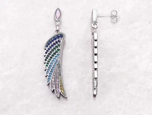 925 Sterling Silver Angel Wing's CZ Muiti Gemstone Stud Earrings Gift - Picture 1 of 7