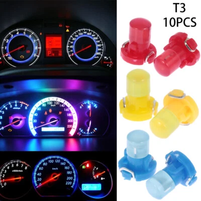 10Pcs 12V T3 Indicator Light Panel Bulb COB Wedge LED Instrument Dashboard Lamp - Image 1 of 4