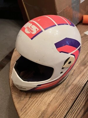 Casco de motocross vintage Lazer MALCOLM SMITH rosa intenso blanco Foto 1 de 4