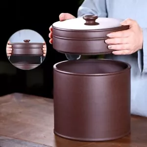 Bote de té sellado hecho a mano para pastel de té Puer a prueba de olores Yixing Zisha arcilla grande - Imagen 1 de 20