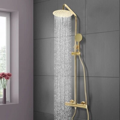 Shower Set Shower System Shower Fittings Thermostatic Rain Shower Gold with Hand Shower Bathroom - Image 1 of 4