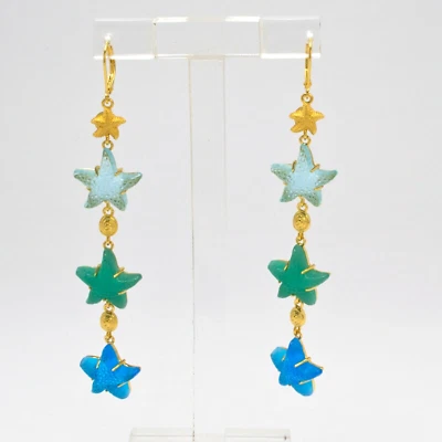 TAGLIAMONTE ORECCHINI IN ARGENTO PLACCATO ORO 18KT E PASTE VITREE BLU TGN 909 - Immagine 1 di 3