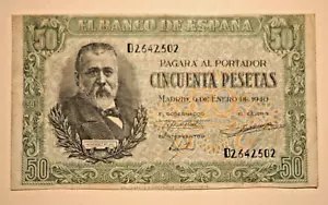 1940 SPAIN 50 Pesetas banknote - Picture 1 of 2