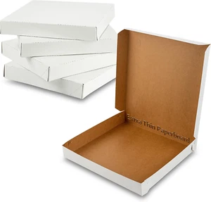 MT Products White Clay Coated Pizza Boxes 8" x 8" x 1.5" - Lock Corner Paperboar - Picture 1 of 11