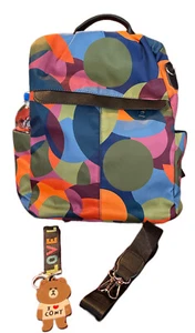 Ella and Elly 70s Psychedelic Style Blue Orange Green Abstract Mini Backpack - Picture 1 of 18