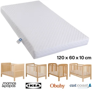 Cot Bed Mattress To Fit Mamas & Papas IKEA Obaby East Coast Baby 120x60x10cm - Picture 1 of 4