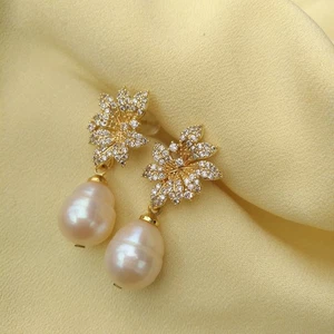 Par de Natural 9-12mm AAA+ Mar del Sur Rosa Claro. Pendiente colgante/de caída de perlas - Imagen 1 de 10