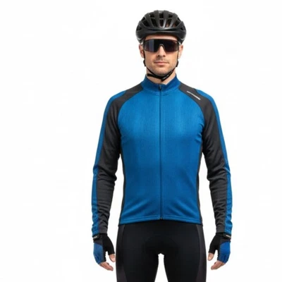 Camisa Jersey Cannondale Para Hombre Azul y Negro 3/4 Cremallera Manga Larga Waffle Bicicleta XL Foto 1 de 4