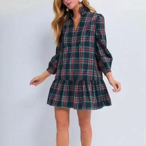 Tuckernuck Palmerston mini dress ladies size xxl highland tartan plaid red black - Picture 1 of 10