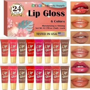 AZEN Beauty Supply 24er Pack Lipgloss 6 Geschmacksrichtungen feuchtigkeitsspendend & glänzend - Bild 1 von 7