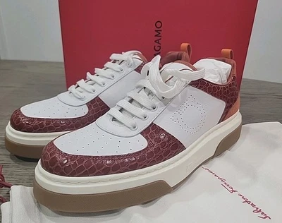 Zapatillas Salvatore Ferragamo Hombre Blanco Marrón Cassina Lo 10.5 M Nuevas En Caja Foto 1 de 4
