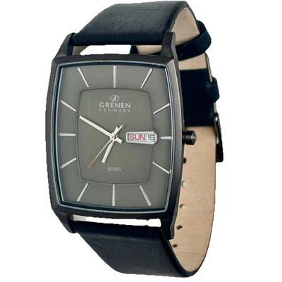 NUEVO Reloj Skagen Grenen Tank Para Hombre 35mm Esfera Gris Tono Negro Día Fecha Rectángulo Foto 1 de 4