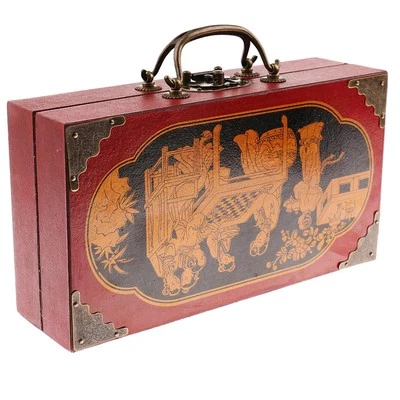 Vintage Chinese Terracotta 32 Chess Set Wood Table Chess - Image 1 of 4