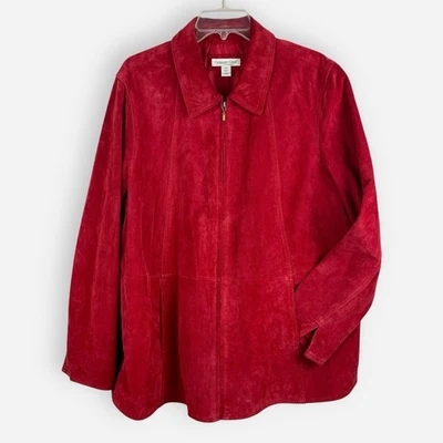 Coldwater Creek Suede Leather Jacket Red Women's Plus Size 2X Western Boho - Image 1 of 4